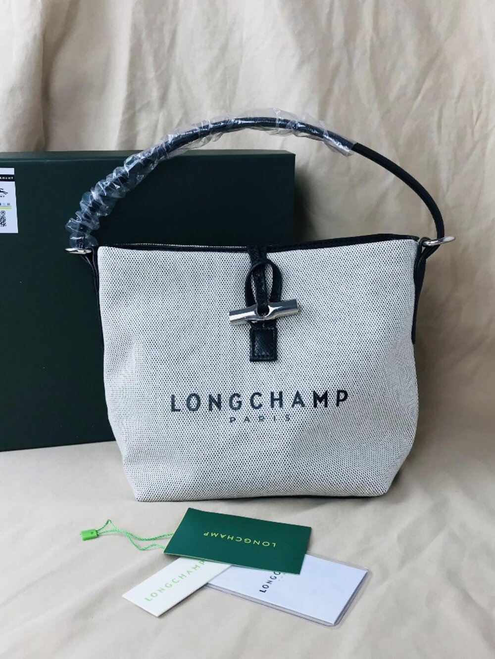 NWT Longchamp Essential Toile Bucket Bag